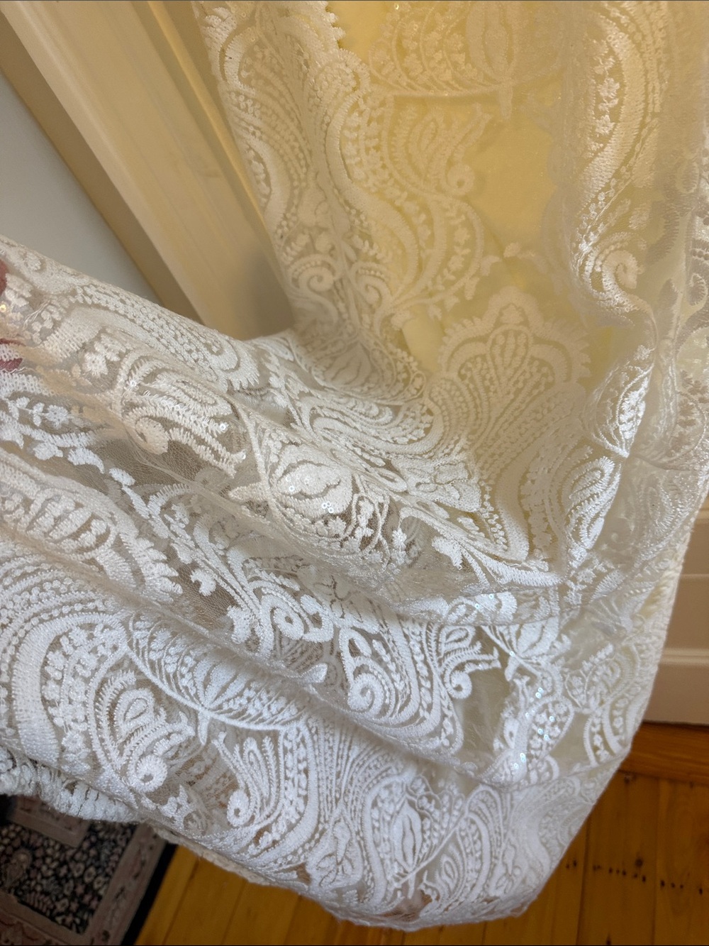 Jenny Yoo Bridal Gown size 10 Strapless Ivory Lace Gown sequins bride long maxi - Picture 12 of 16